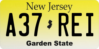 NJ license plate A37REI