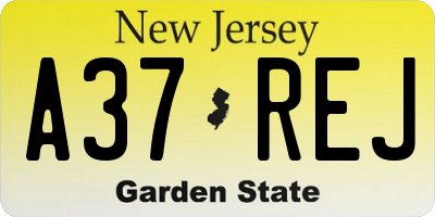 NJ license plate A37REJ