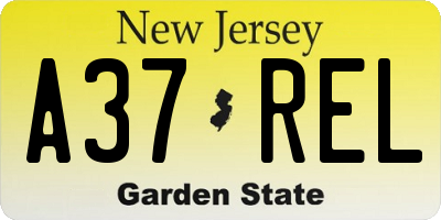 NJ license plate A37REL