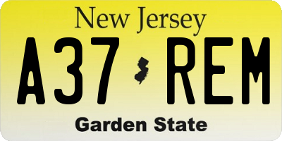 NJ license plate A37REM