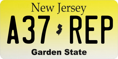 NJ license plate A37REP