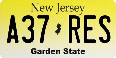 NJ license plate A37RES