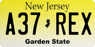 NJ license plate A37REX