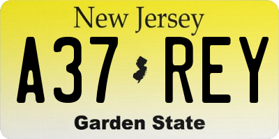 NJ license plate A37REY