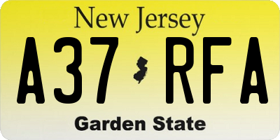 NJ license plate A37RFA