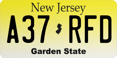 NJ license plate A37RFD