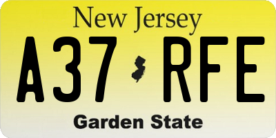 NJ license plate A37RFE