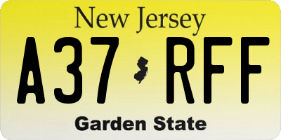 NJ license plate A37RFF