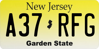 NJ license plate A37RFG