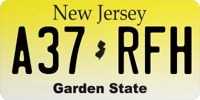 NJ license plate A37RFH