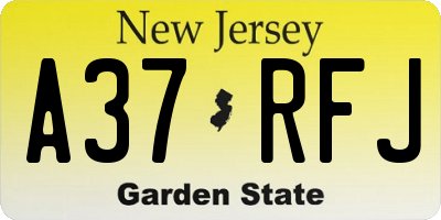 NJ license plate A37RFJ