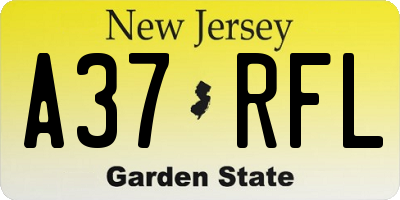 NJ license plate A37RFL