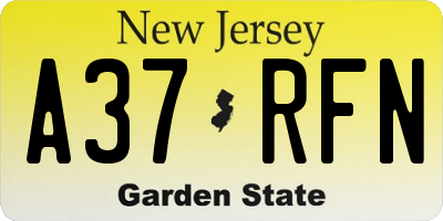 NJ license plate A37RFN