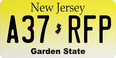 NJ license plate A37RFP