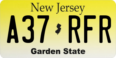 NJ license plate A37RFR