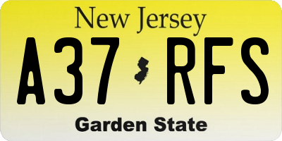 NJ license plate A37RFS