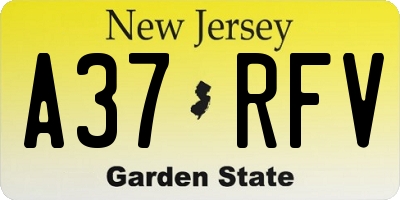 NJ license plate A37RFV