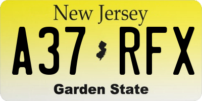 NJ license plate A37RFX