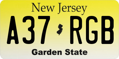 NJ license plate A37RGB