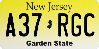NJ license plate A37RGC