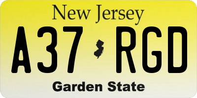 NJ license plate A37RGD