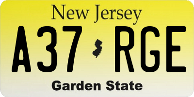 NJ license plate A37RGE