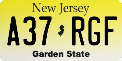 NJ license plate A37RGF