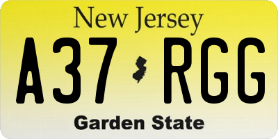 NJ license plate A37RGG