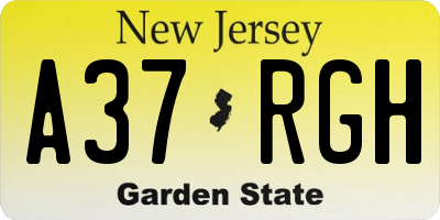 NJ license plate A37RGH