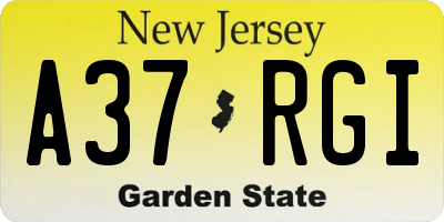 NJ license plate A37RGI