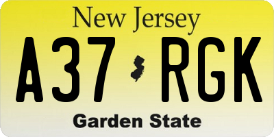 NJ license plate A37RGK