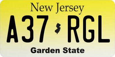 NJ license plate A37RGL