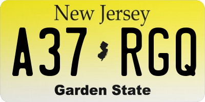 NJ license plate A37RGQ