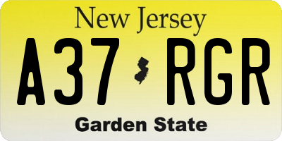 NJ license plate A37RGR