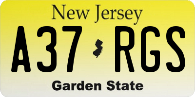 NJ license plate A37RGS