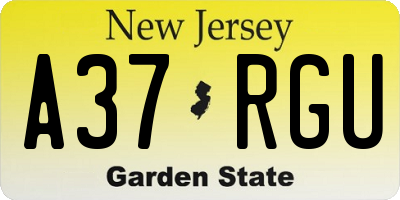 NJ license plate A37RGU
