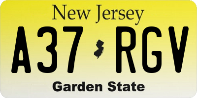 NJ license plate A37RGV