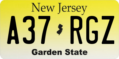 NJ license plate A37RGZ