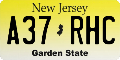 NJ license plate A37RHC