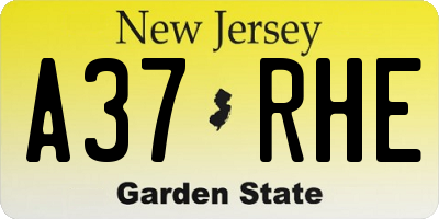 NJ license plate A37RHE