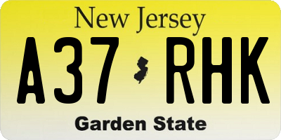 NJ license plate A37RHK