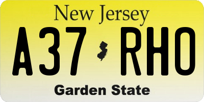 NJ license plate A37RHO