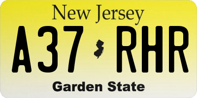 NJ license plate A37RHR