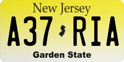 NJ license plate A37RIA