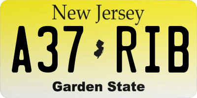 NJ license plate A37RIB