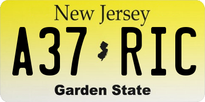 NJ license plate A37RIC