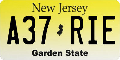 NJ license plate A37RIE