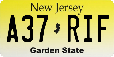 NJ license plate A37RIF