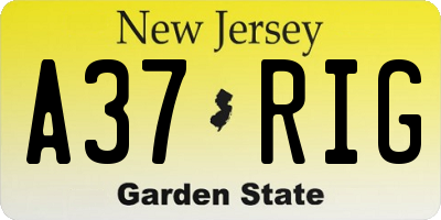 NJ license plate A37RIG
