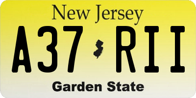 NJ license plate A37RII